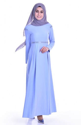 Robe İmprimée de Pierre 8111-04 Bleu Bébé 8111-04