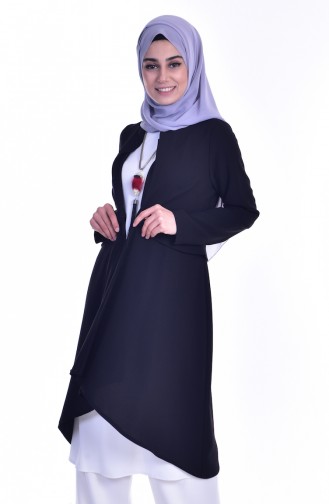 Kolyeli Ceket Tunik İkili Takım 1827950-03 Siyah Beyaz