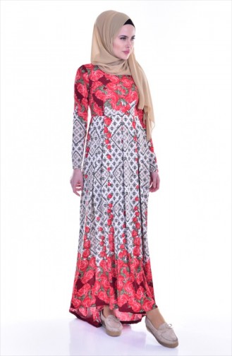 Claret Red Hijab Dress 5184-02