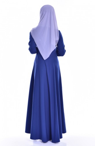 Kleid mit Krawattenkragen 8115-02 İndigo 8115-02