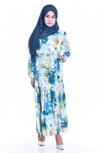 Mint Green Hijab Dress 9012-01