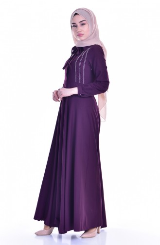 Kleid mit Krawattenkragen 8115-05 Lila 8115-05