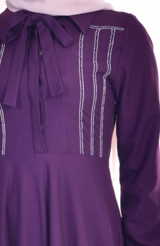 Tie Collar Dress 8115-05 Purple 8115-05