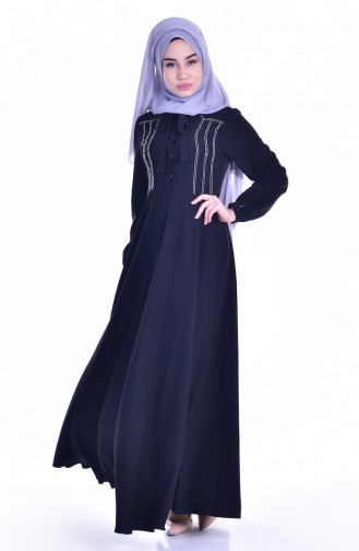 Kleid mit Krawattenkragen 8115-06 Schwarz 8115-06