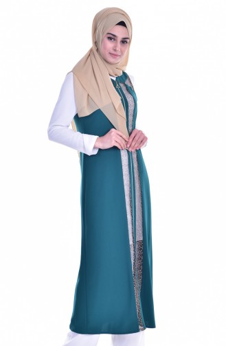 Ensemble Deux Pieces Gilet Tunique 1827920-02 Vert emeraude 1827920-02