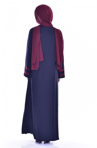 Sude Dress Abaya Double Suit 6014-06 Navy Blue Claret Red 6014-06