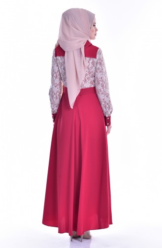 Claret Red Hijab Dress 1613109-02