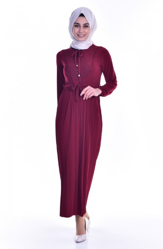 Claret Red Hijab Dress 5116-06