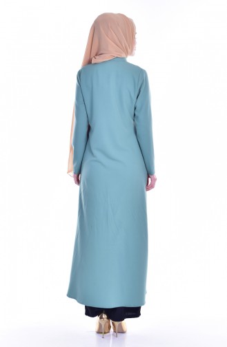 Abaya Détail Bordé 2122-07 Vert Noisette 2122-07