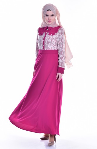 Kleid mit Spitzen 1613109-03 Fuchsia 1613109-03