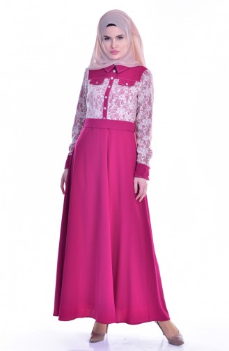 Kleid mit Spitzen 1613109-03 Fuchsia 1613109-03