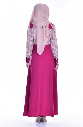 Kleid mit Spitzen 1613109-03 Fuchsia 1613109-03