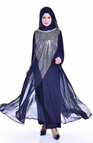 Navy Blue Hijab Dress 1613948-02