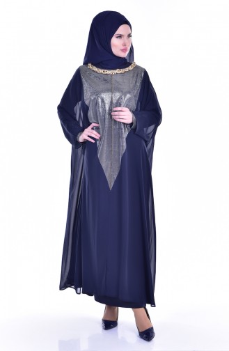 Navy Blue Hijab Dress 1613948-02