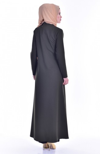 BENGISU Slit Detailed Abaya 2124-07 Khaki 2124-07