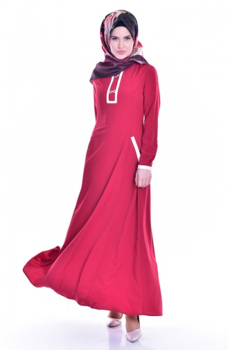 Kleid mit Brosche 1613127-03 Rot 1613127-03