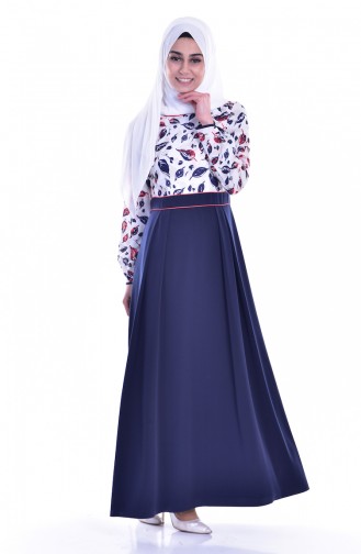 Navy Blue Hijab Dress 1613128-01