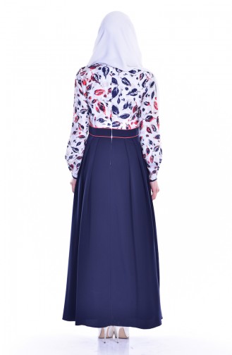 Navy Blue Hijab Dress 1613128-01