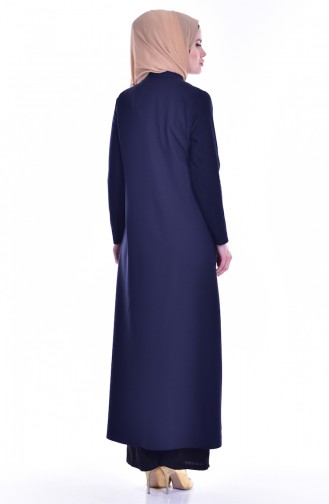 Abaya Détail Bordé 2122-05 Bleu Marine 2122-05
