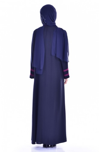 Kleid mit Abaya 2er Set 6014-09 Dunkelblau Zwetschge 6014-09