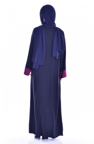 BENGISU Dress Abaya Double Suit 6015-09 Navy Blue Plum 6015-09