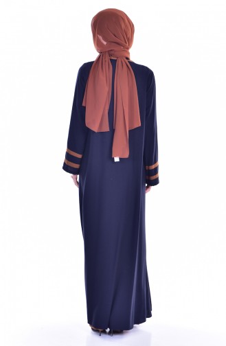 Kleid mit Abaya 2er Set 6014-10 Dunkelblau Tabak 6014-10