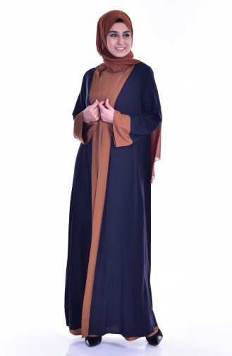 Kleid mit Abaya 2er Set 6015-10 Dunkelblau Tabak 6015-10