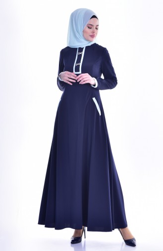 Navy Blue Hijab Dress 1613127-01