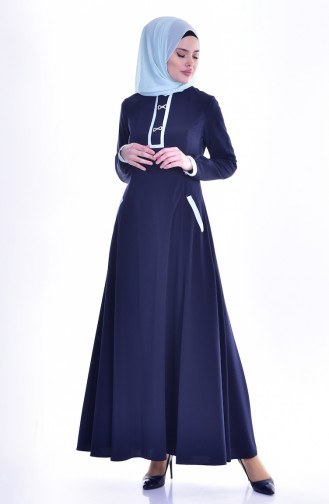 Navy Blue İslamitische Jurk 1613127-01