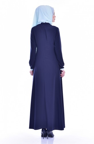 Navy Blue Hijab Dress 1613127-01