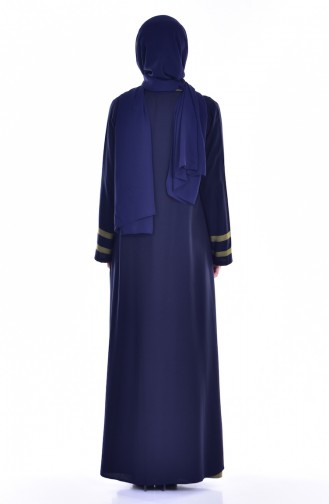 Sude Dress Abaya Double Suit 6014-08 Navy Blue Oil Green 6014-08