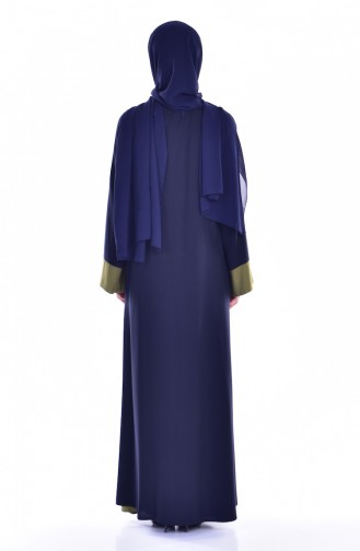 BENGISU Dress Abaya Double Suit 6015-08 Navy Blue Oil Green 6015-08