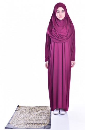 Sefamerve Practical Prayer Dress & Prayer Rug   8000-03 Plum 8000-03