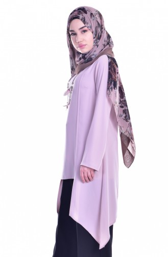 Kemerli Asimetrik Tunik 1821844-02 Pudra