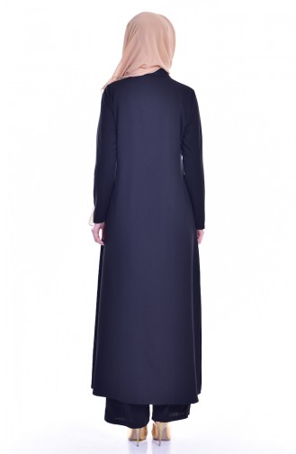 Abaya Détail Bordé 2122-02 Noir 2122-02