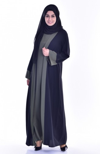 Dress Abaya Binary Suit 6015-03 Black Khaki 6015-03