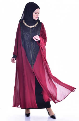 Robe Garnie avec Collier 1613948-01 Noir Bordeaux 1613948-01