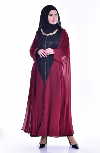 Robe Garnie avec Collier 1613948-01 Noir Bordeaux 1613948-01