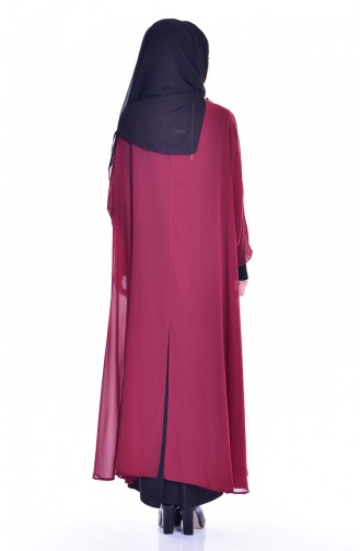 Robe Garnie avec Collier 1613948-01 Noir Bordeaux 1613948-01