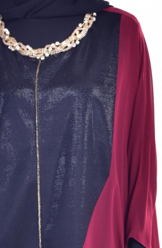 Robe Garnie avec Collier 1613948-01 Noir Bordeaux 1613948-01