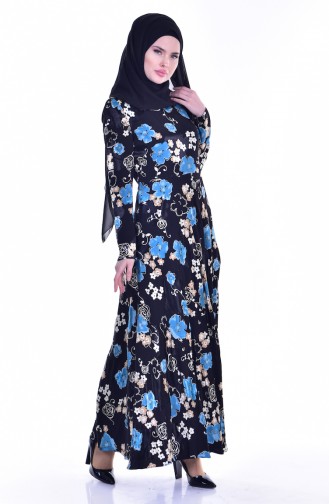 Robe a Motifs Fleurs 1713372B-01 Noir 1713372B-01