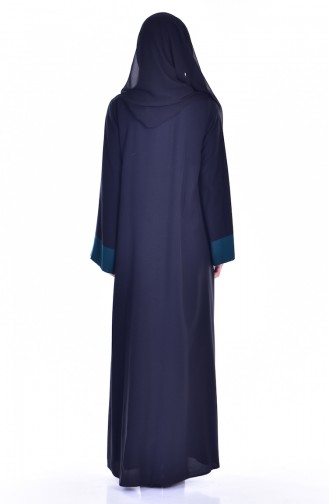 Kleid mit Abaya 2er Set 6015-02 Schwarz Smaragdgrün 6015-02