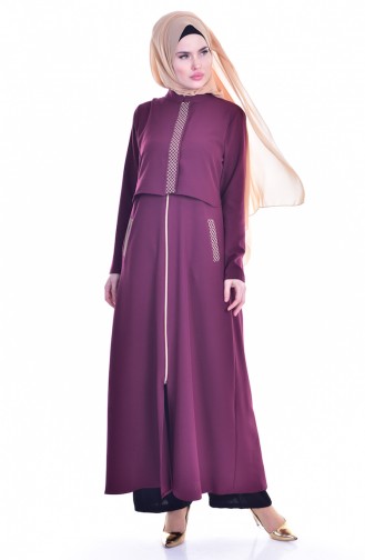 Abaya Détail Bordé 2122-06 Cerise 2122-06
