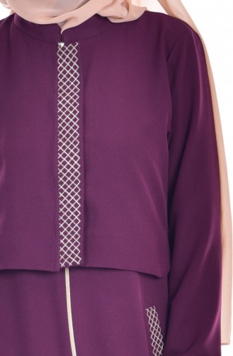 Abaya Détail Bordé 2122-06 Cerise 2122-06
