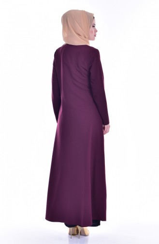 BENGISU Slit Detailed Abaya 2124-01 Cherry 2124-01