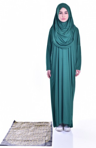 Sefamerve Practical Prayer Dress & Prayer Rug  8000-05 Emerald Green 8000-05