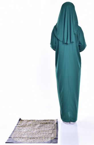 Sefamerve Practical Prayer Dress & Prayer Rug  8000-05 Emerald Green 8000-05