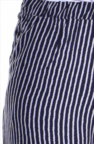 Beli Lastikli Bol Paça Pantolon 2623-03 Siyah Beyaz