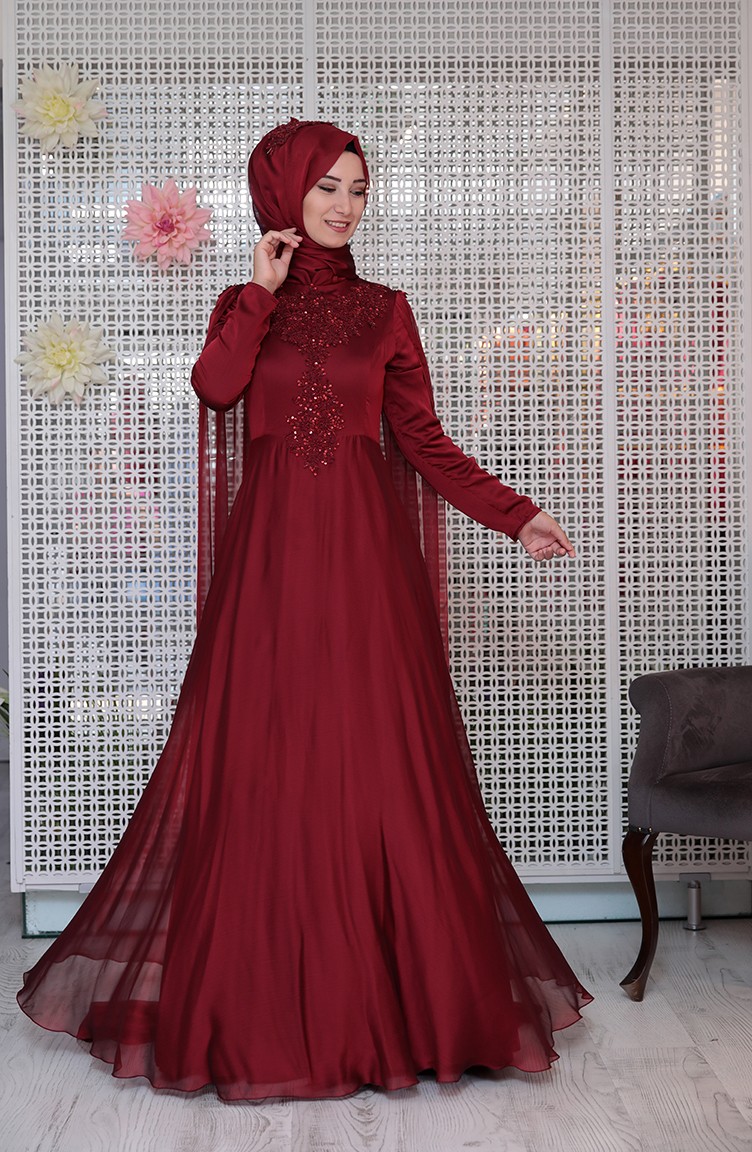 Kolu Pelerinli Tesettur Abiye 7366eh211 Murdum Moda Selvim