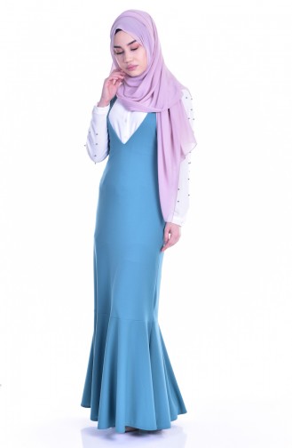 Green Almond Hijab Dress 5091-07